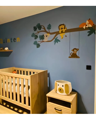 Jungle tak muurdecoratie blauwe jongenskamer.
