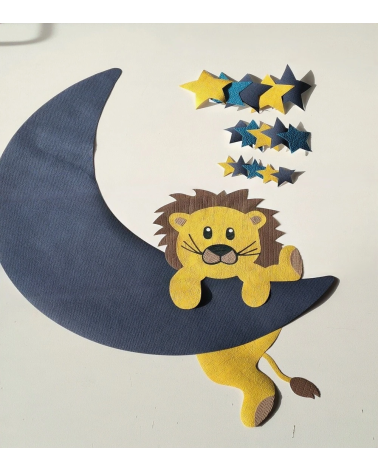Junlge behangsticker kinderkamer leeuw aan maan.