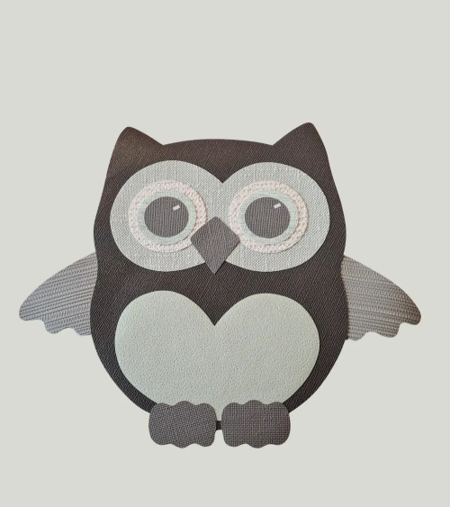 Behangsticker babykamer uil klein in donkergrijs en mintgroen.