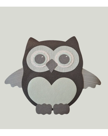 Behangsticker babykamer uil klein in donkergrijs en mintgroen.