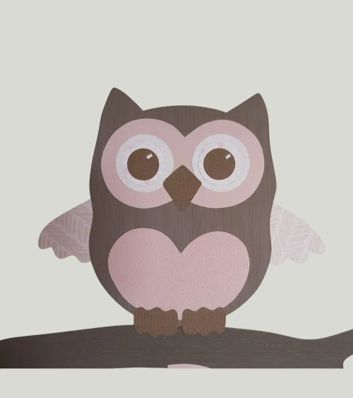 Behangsticker babykamer uil klein oudroze.