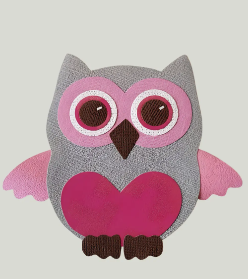 Behangsticker babykamer uil klein fel roze.