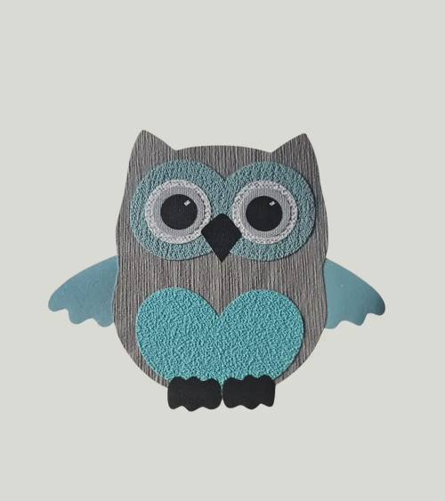 Behangsticker babykamer uil groot lichtblauw.