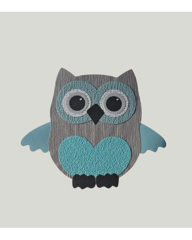 Behangsticker babykamer uil groot lichtblauw.