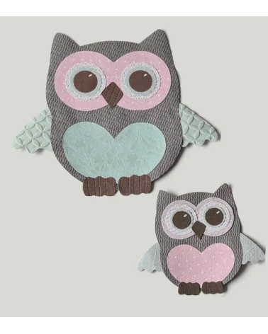 Behangsticker babykamer uil groot mintgroen en roze.