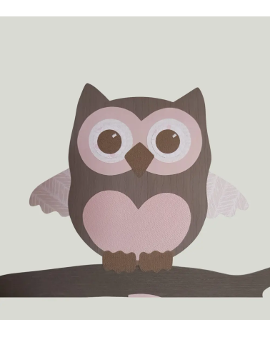 Behangsticker babykamer uil groot oudroze.