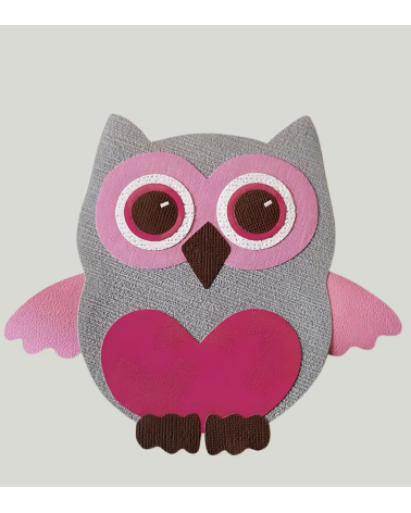 Behangsticker babykamer uil groot fel roze.