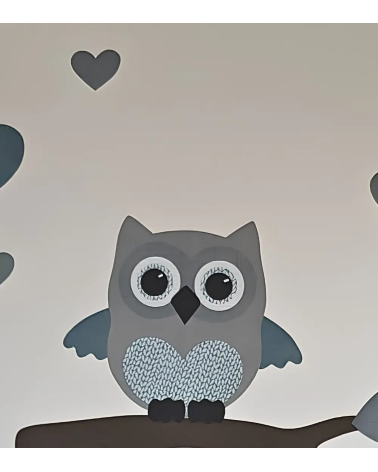 Behangsticker babykamer uil groot oudgroen.