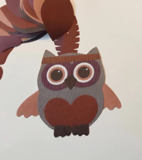 Behangsticker babykamer indianen uil roestbruin.