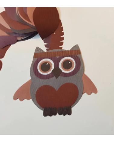 Behangsticker babykamer indianen uil roestbruin.
