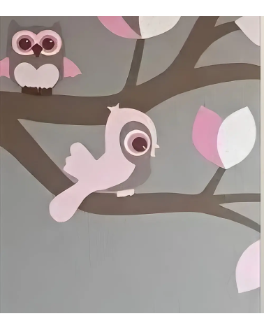 Behangsticker kinderkamer staande vogel roze.