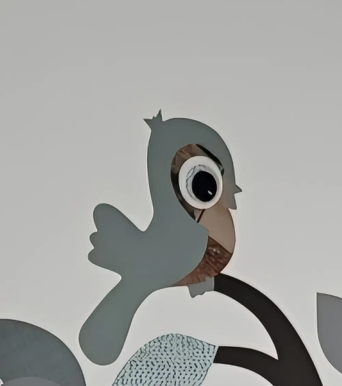 Behangsticker kinderkamer staande vogel oudgroen.