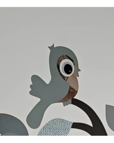 Behangsticker kinderkamer staande vogel oudgroen.