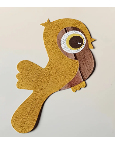 Behangsticker kinderkamer staande vogel okergeel