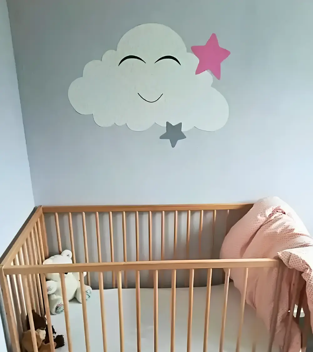 Behangsticker babykamer grote wolk met sterren.