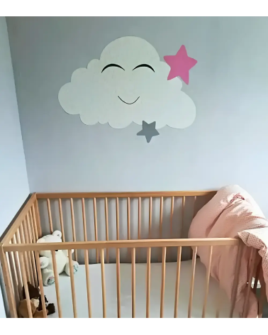 Behangsticker babykamer grote wolk met sterren.
