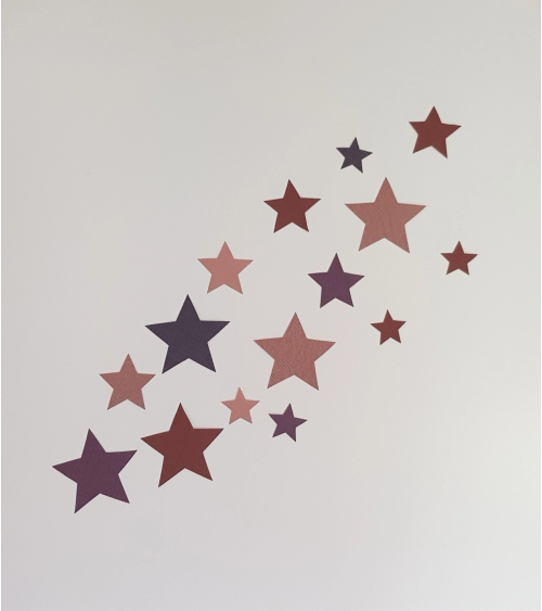Set sterren behangstickers babykamer roest bruin en terracotta.
