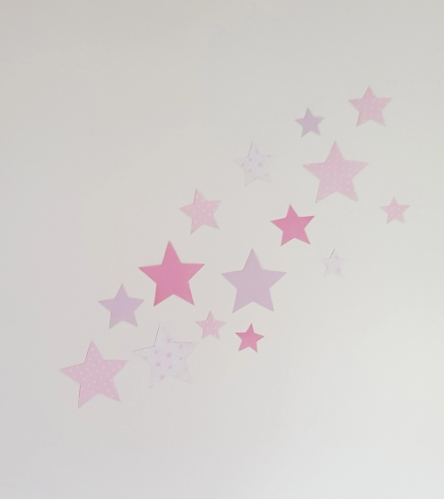 Set sterren behangstickers babykamer lichtroze.