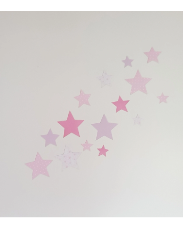 Set sterren behangstickers babykamer lichtroze.