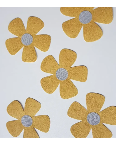 Set bloemen okergeel behang stickers.