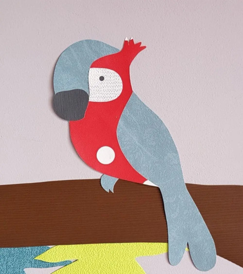 Behangsticker kinderkamer papegaai groen en rood