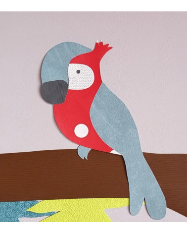 Behangsticker kinderkamer papegaai groen en rood