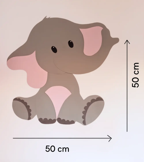 Afmetingen behangsticker baby olifant.
