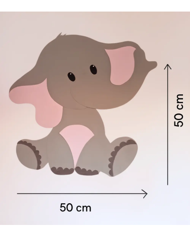 Afmetingen behangsticker baby olifant.