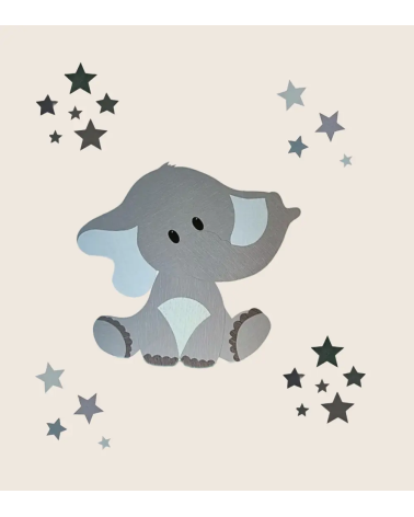 Behangsticker baby olifantje met sterren in mintgroen, dobkergroen en oudgroen.
