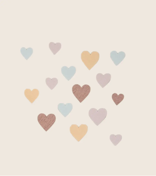 Set boho hartjes meisjeskamer decoratie in pastel kleuren.