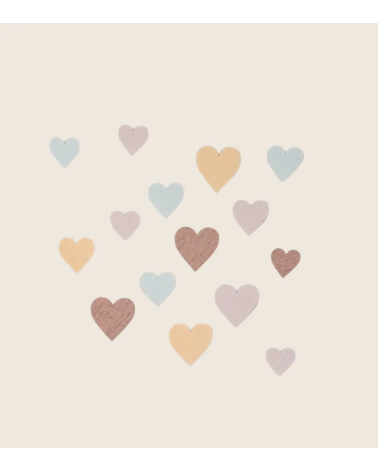 Set boho hartjes meisjeskamer decoratie in pastel kleuren.