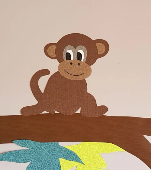 Baby aapje behang muurstickers babykamer staart links.