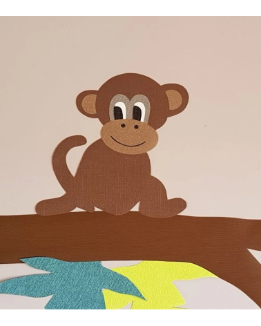 Baby aapje behang muurstickers babykamer staart links.