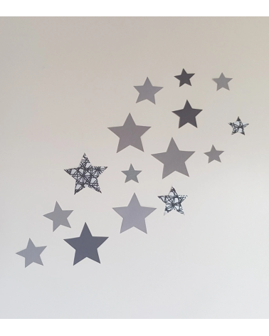 Set sterren behangstickers babykamer lichtgrijs.