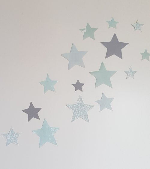 Set sterren behangstickers babykamer mintgroen.
