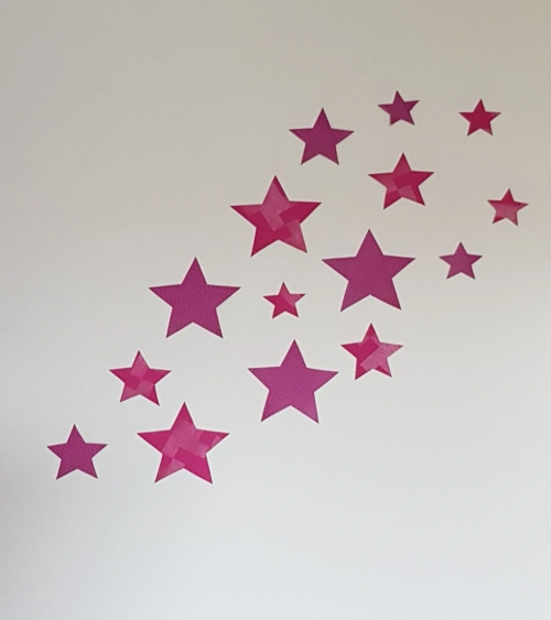 Set sterren behangstickers babykamer fuchsia.
