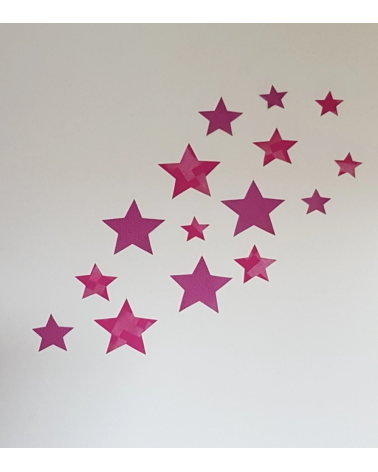 Set sterren behangstickers babykamer fuchsia.