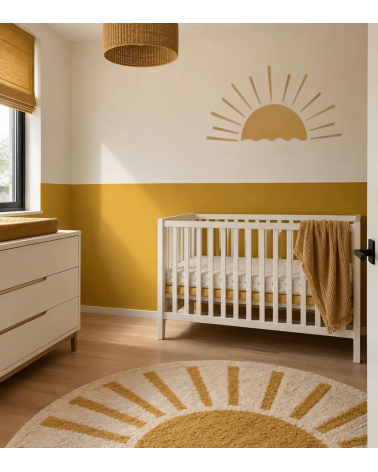 Okergele boho zon behangsticker kinderkamer.