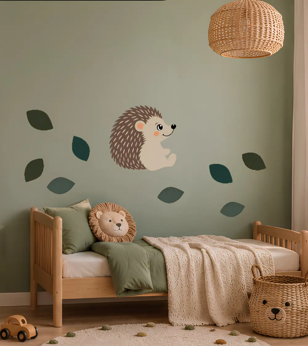 Egel bosdieren behangsticker voor de baby- en kinderkamer.