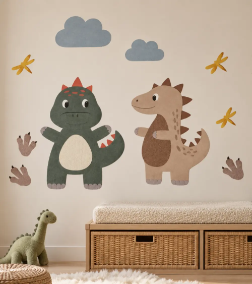 Complete dinosaurus muurdecoratie set kinderkamer.
