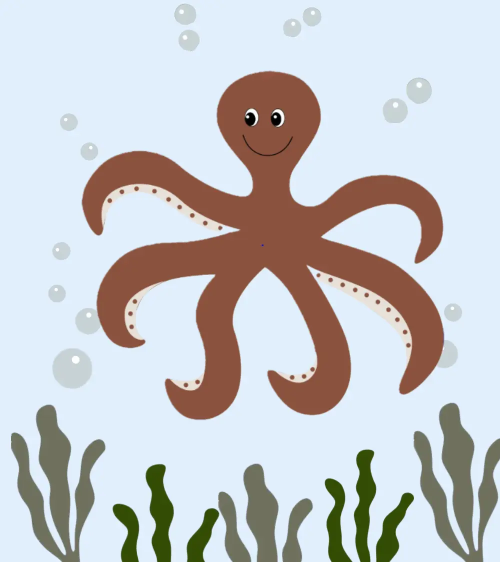 Roest, terracotta octopus behangsticker baby- en kinderkamer.