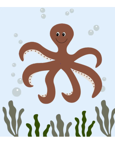 Roest, terracotta octopus behangsticker baby- en kinderkamer.
