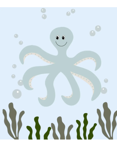 Mintgroene octopus behangsticker babykamer en kinderkamer.