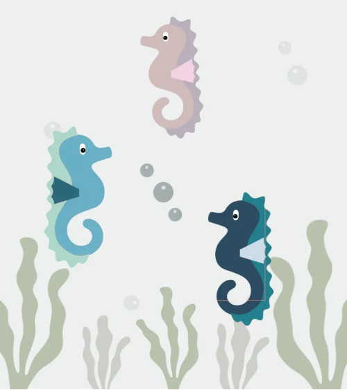 Behangstickers zeepaardjes, onderwater wereld muurdecoraties voor de babykamer