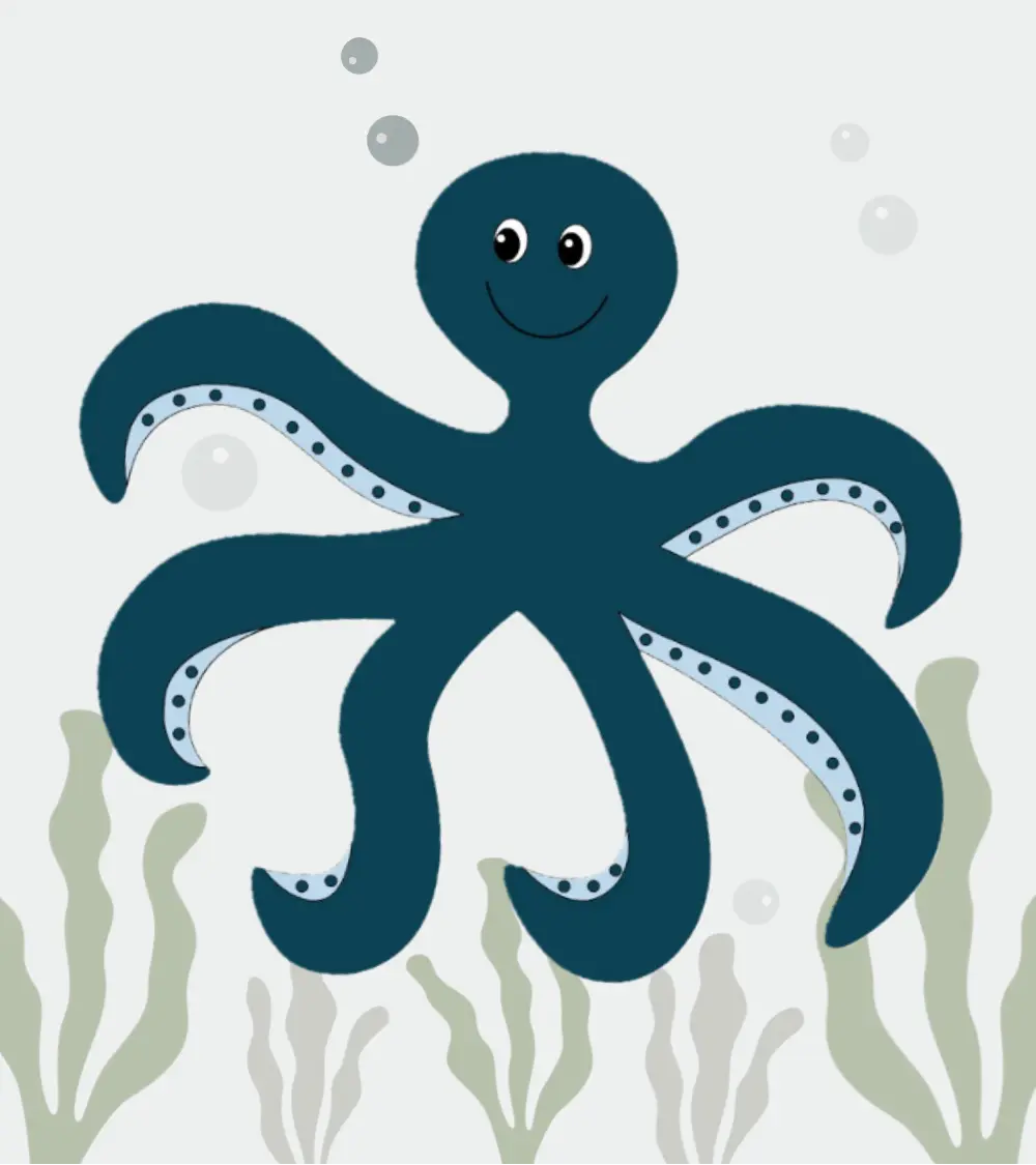 Behangsticker blauwe octopus oceaan thema babykamer Behangsticker