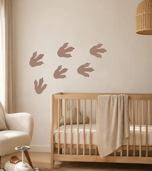 Dino pootafdrukken behangstickers kinderkamer.