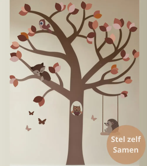 Terracotta behangboom, een zelf samen te stellen muurdecoratie voor de baby- en kinderkamer.