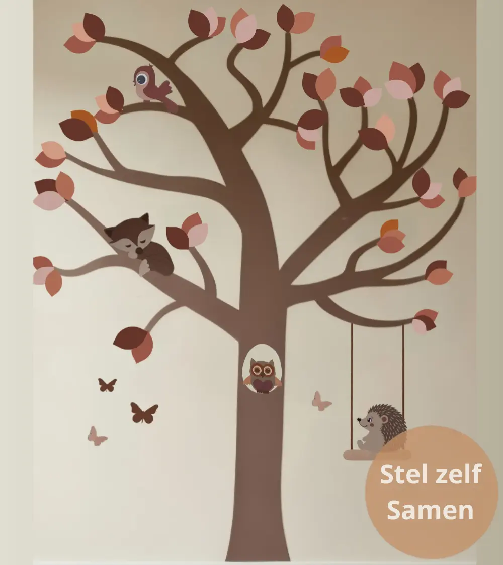 Terracotta behangboom, een zelf samen te stellen muurdecoratie voor de baby- en kinderkamer.
