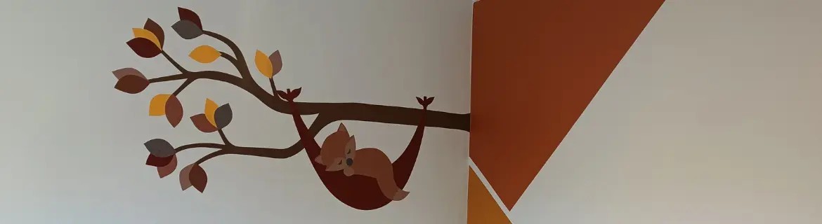 Vos in hangmat behangsticker – unieke kinderkamer decoratie | Kidzbrand