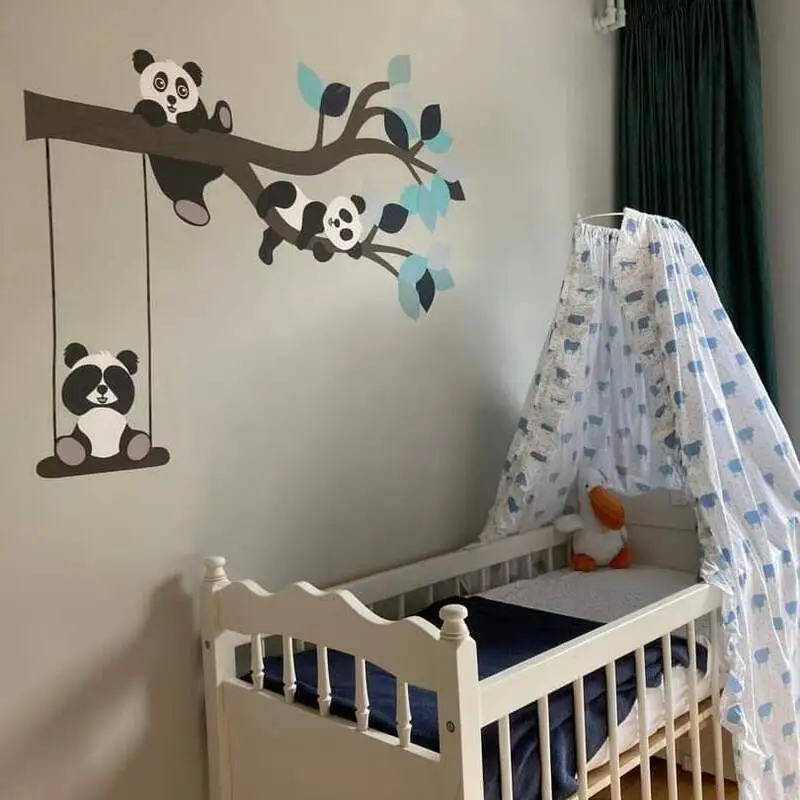 Behangsticker pandatak licht/ en donkerblauw.